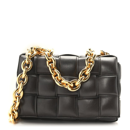 Bottega Veneta Lambskin Maxi Intreccio Padded Chain Cassette Crossbody Bag Black 1 of 8