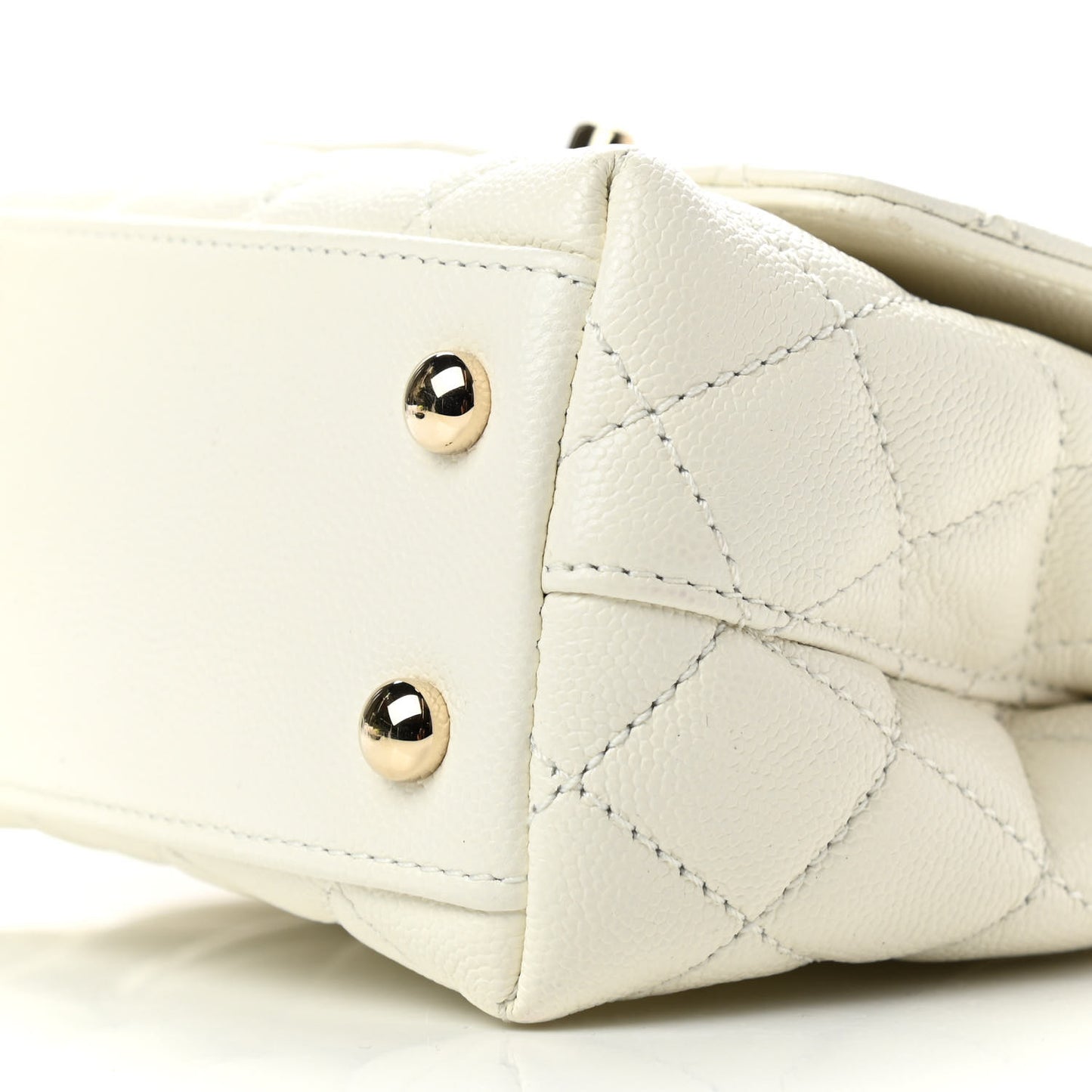 Caviar Quilted Extra Mini Coco Handle Flap White
