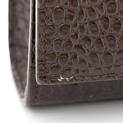 Saint Laurent Calfskin Crocodile Embossed Medium Classic Monogram Kate Tassel Satchel Dark Brown 11 of 15