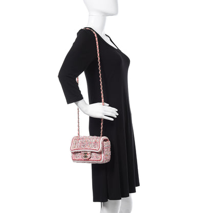 Chanel Tweed Braid Mini Flap White Pink 2 of 14