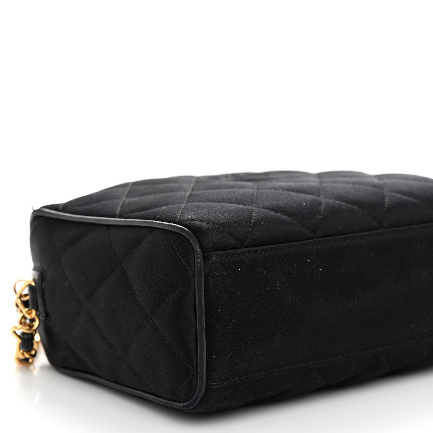 Satin Quilted Tassel Camera Case Black