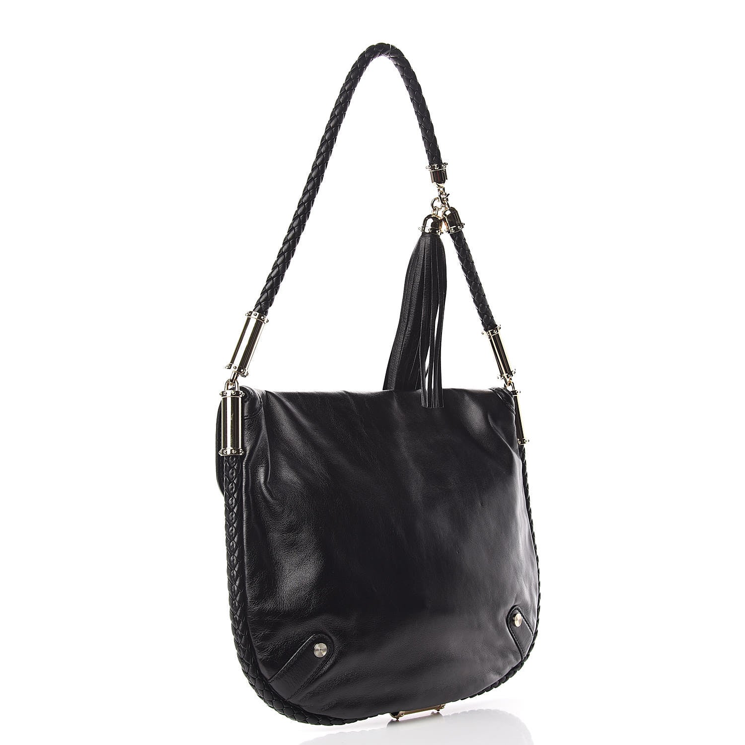 Gucci Calfskin Medium Britt Tassel Shoulder Bag Black 3 of 10