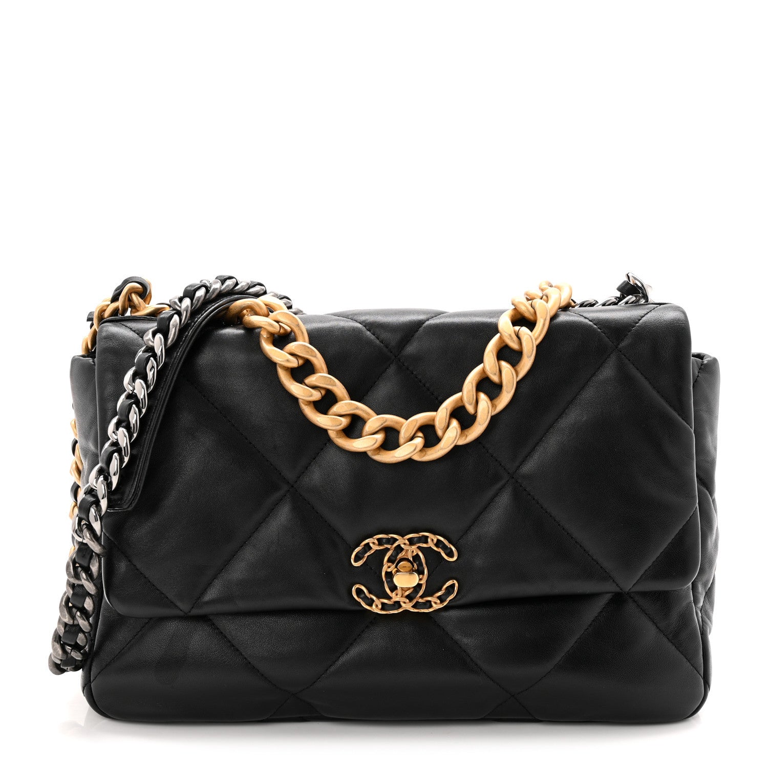 Chanel Goatskin Quilted Large Chanel 19 Flap Black 1 of 10