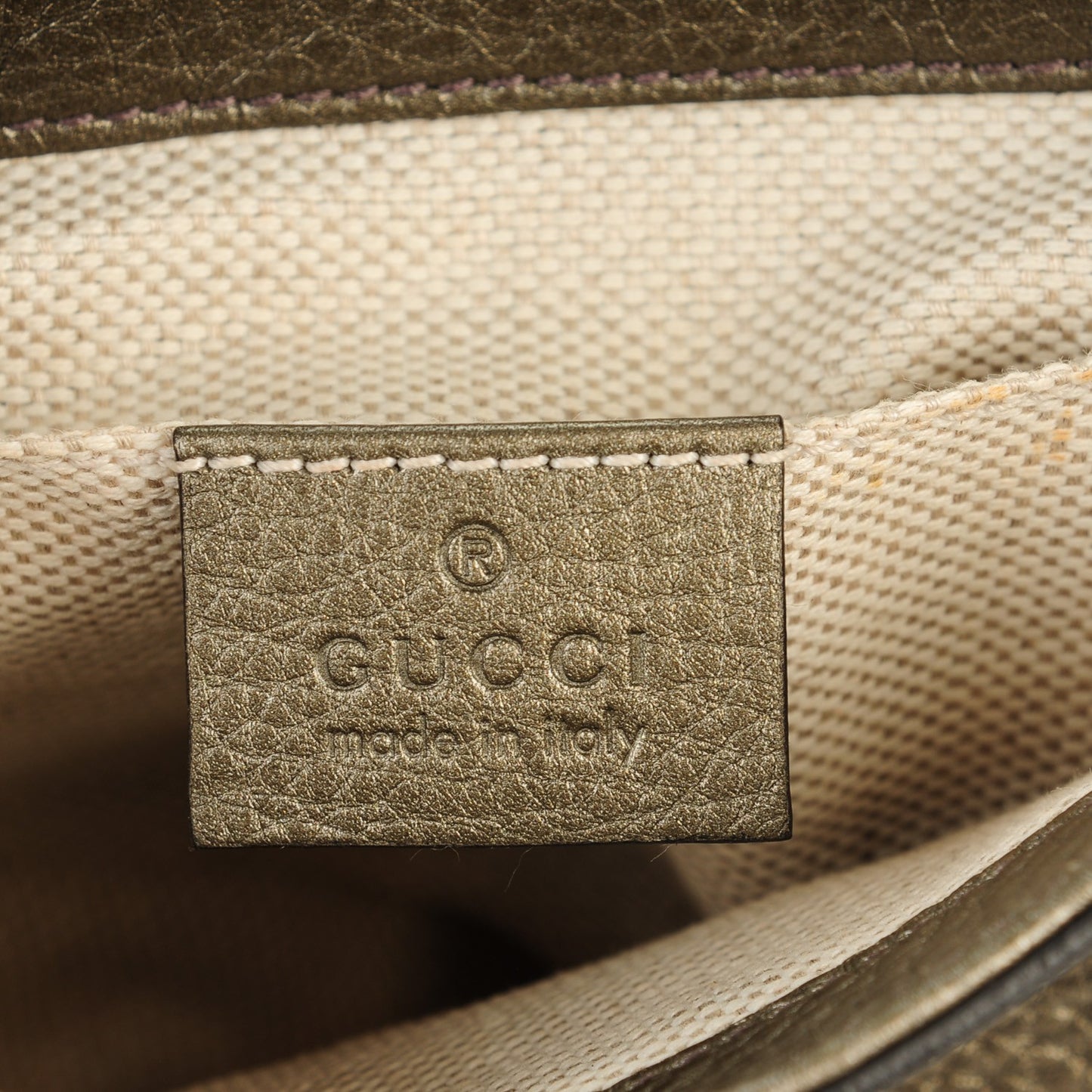 Metallic Pebbled Calfskin Small Soho Flap Crossbody Sasso