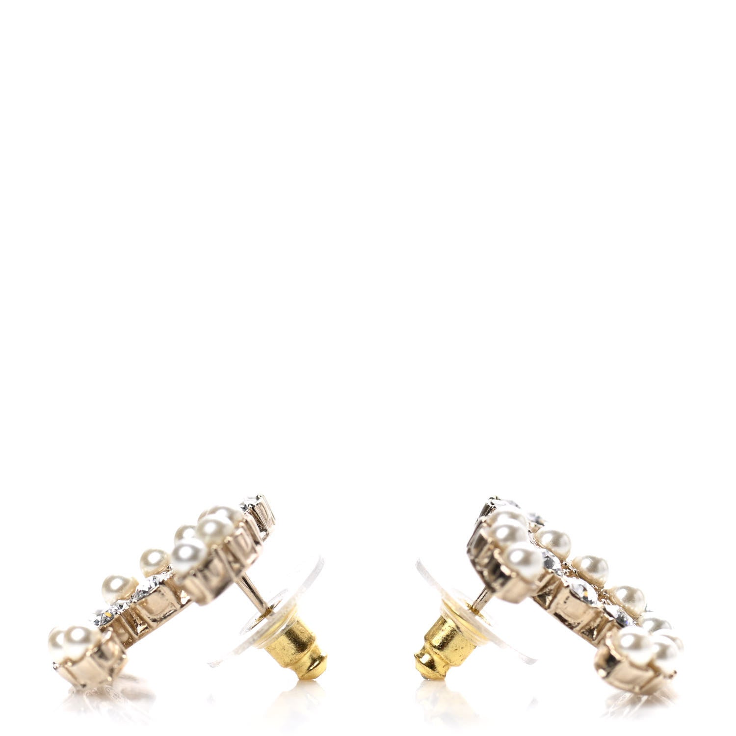 Chanel Crystal Pearl CC Dazzling Domino Earrings Gold 3 of 4