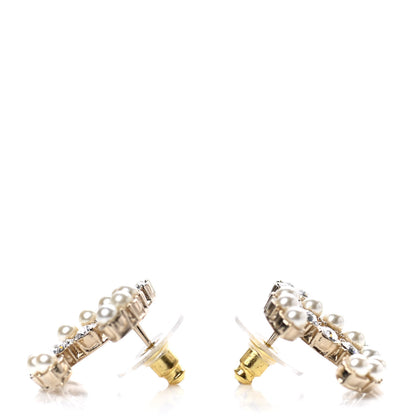 Chanel Crystal Pearl CC Dazzling Domino Earrings Gold 3 of 4