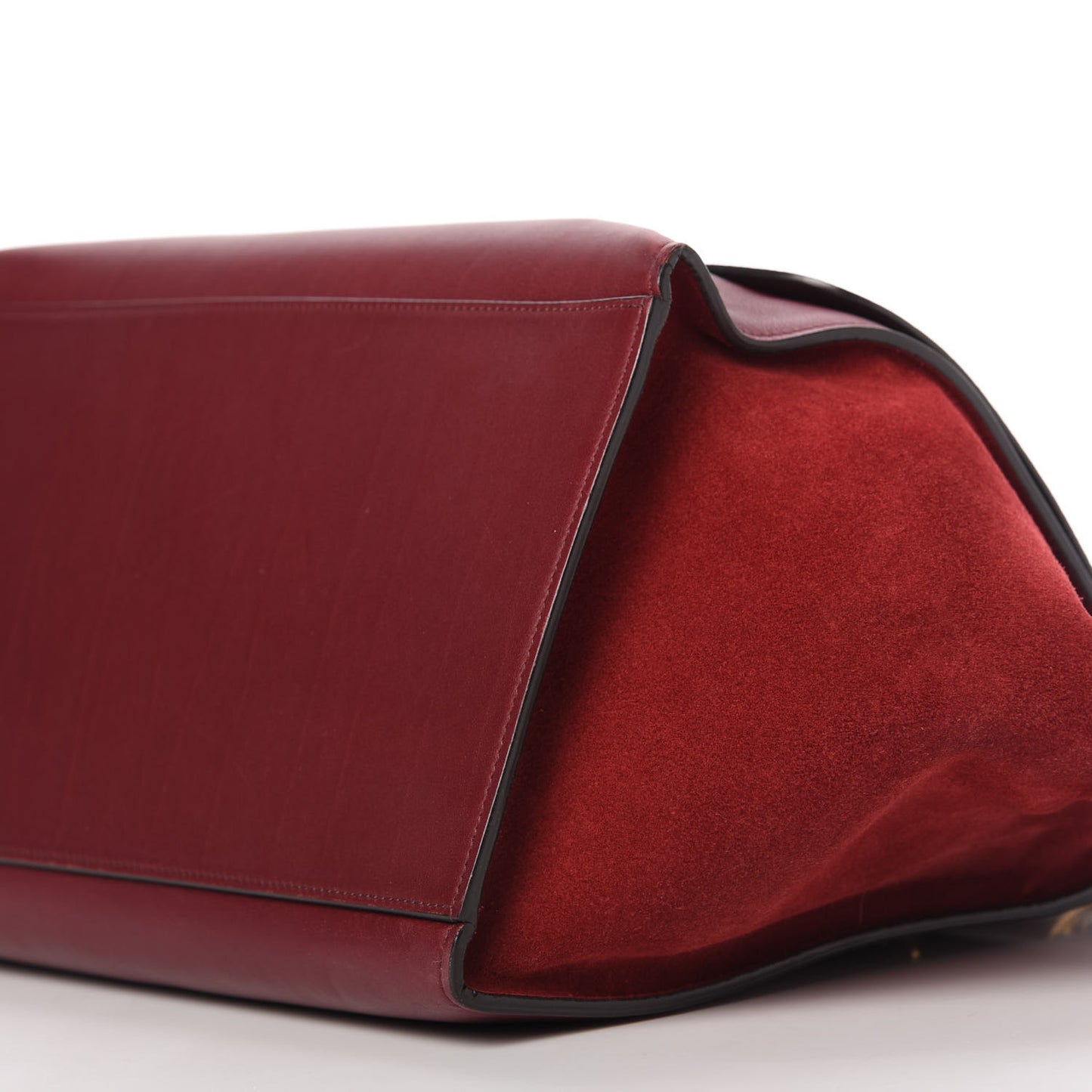 Drummed Calfskin Suede Medium Trapeze Burgundy
