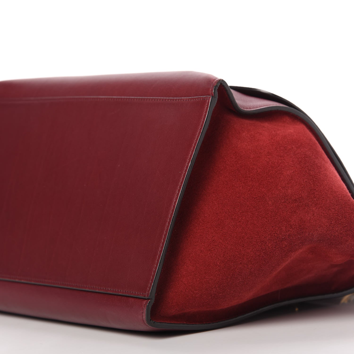 Celine Drummed Calfskin Suede Medium Trapeze Burgundy 7 of 10