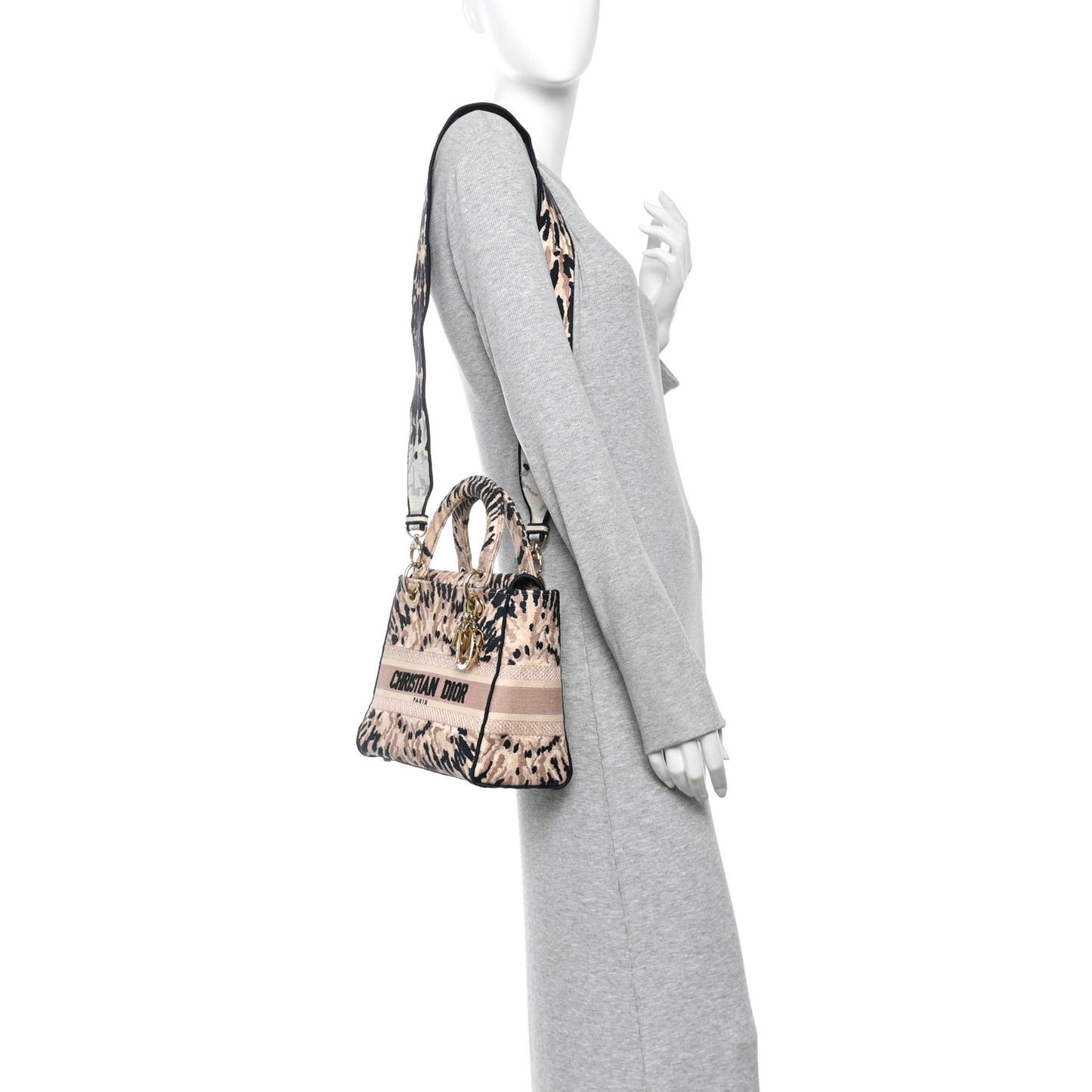 Canvas Embroidered Medium Tie And Dior Lady D-Lite Multicolor