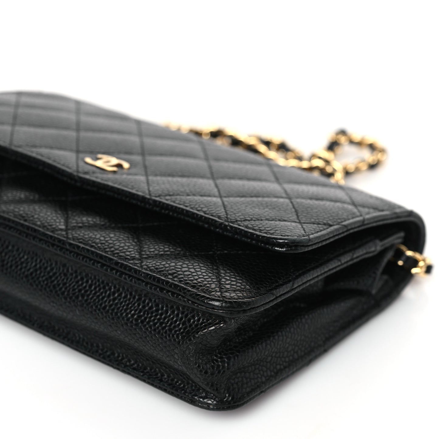 Caviar Quilted Wallet on Chain WOC Black
