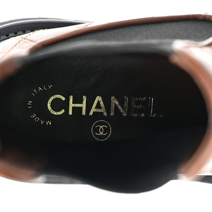 Chanel Calfskin Patent Cap Toe Quilted Short Boots 38.5 Brown Black 8 of 17