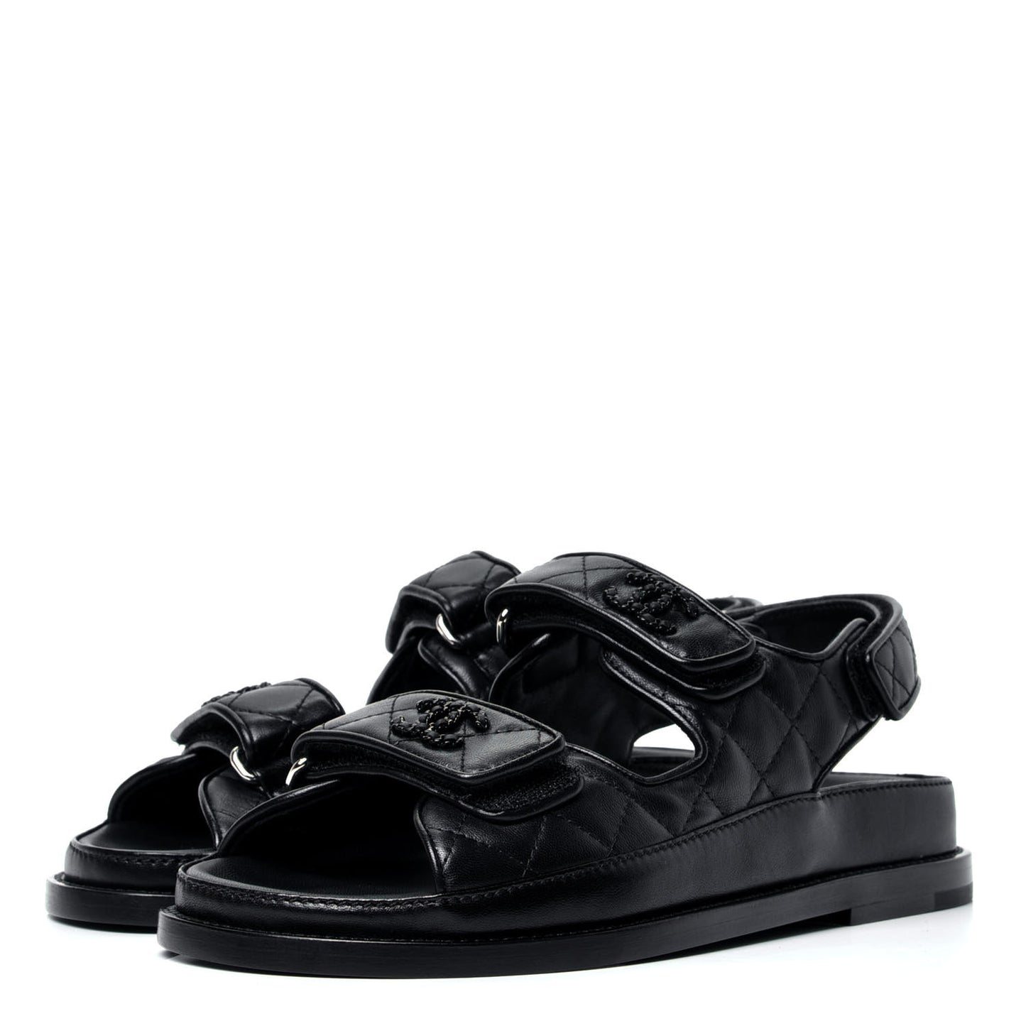 Lambskin Velcro Dad Sandals 35 Black