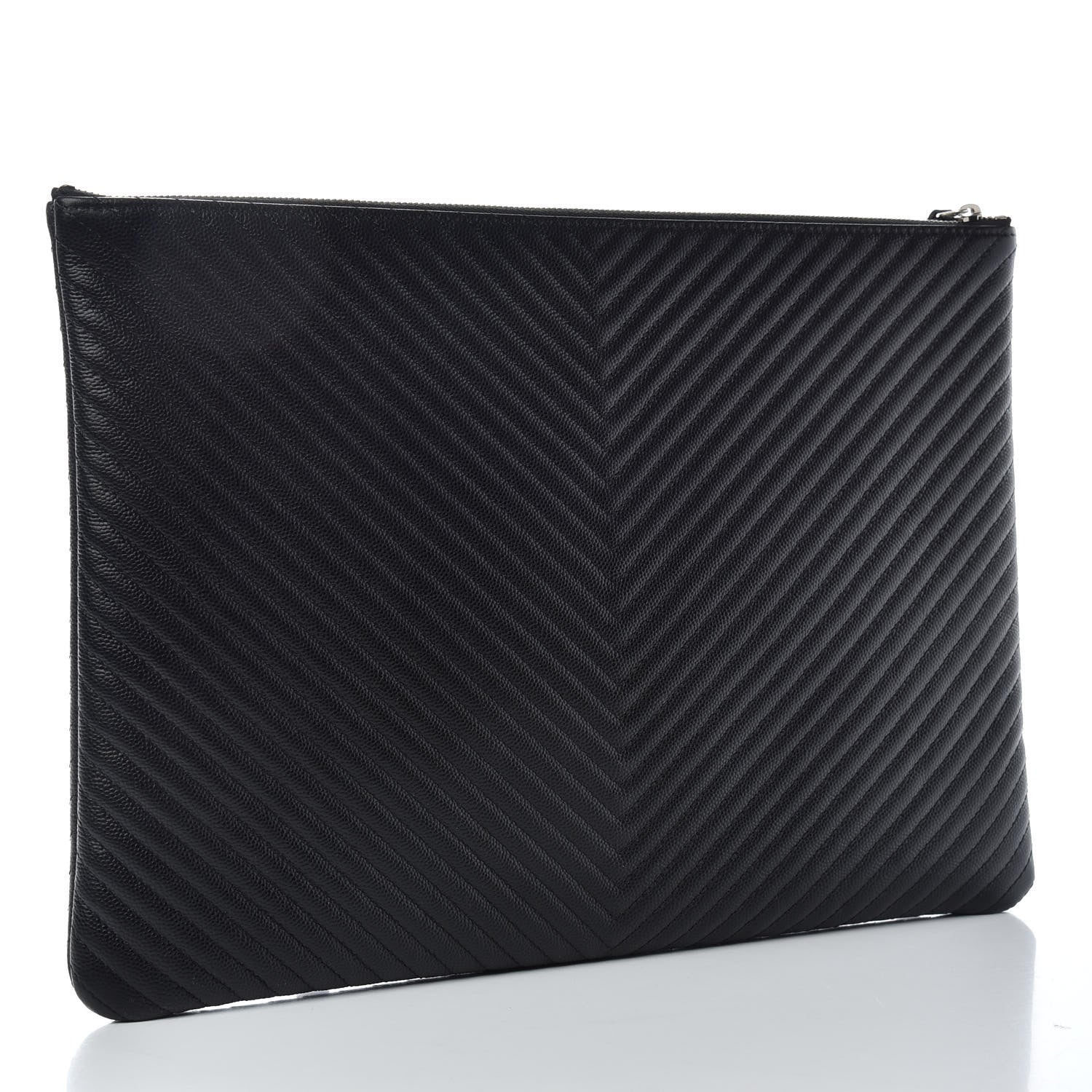 Chanel Caviar Chevron Quilted Large Cosmetic Case Black 3 of 6