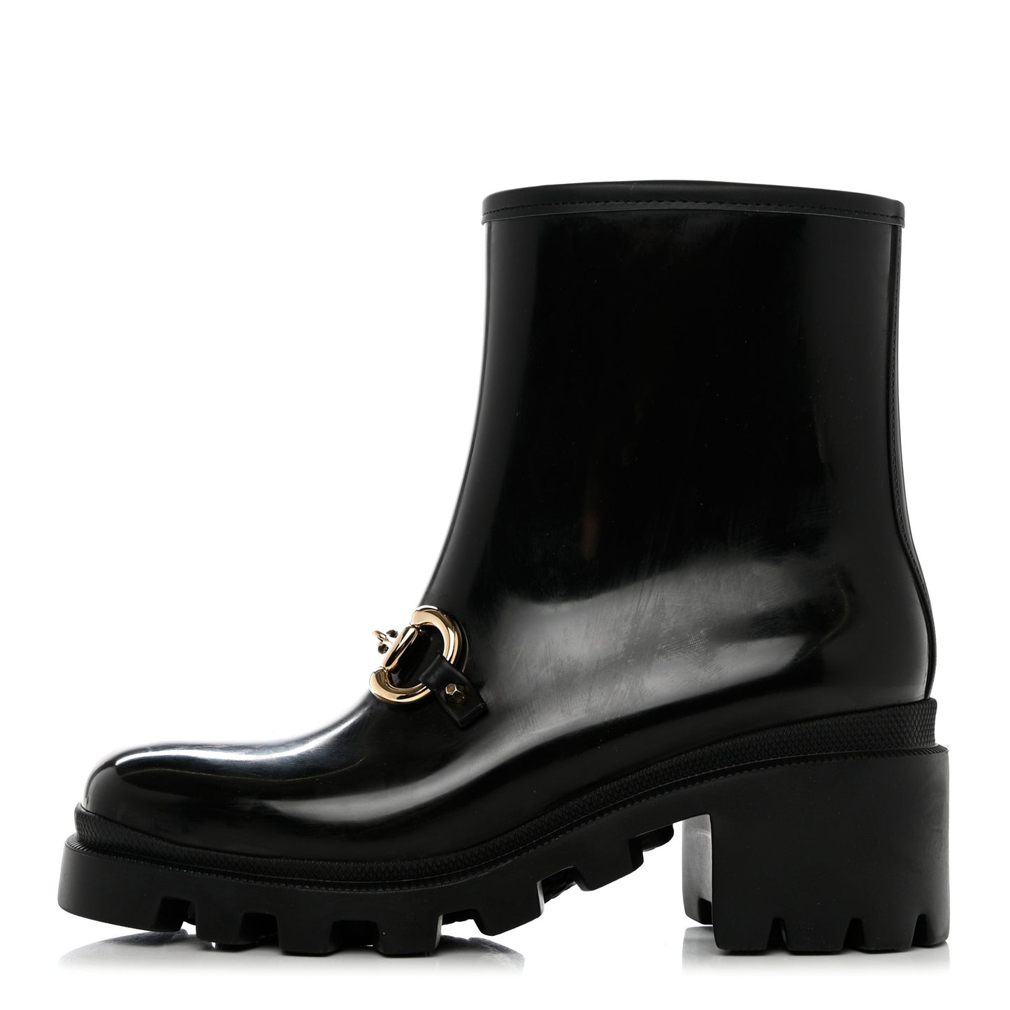 Rubber Womens Horsebit Ankle Boots 39 Black