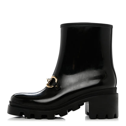 Gucci Rubber Womens Horsebit Ankle Boots 39 Black 1 of 9