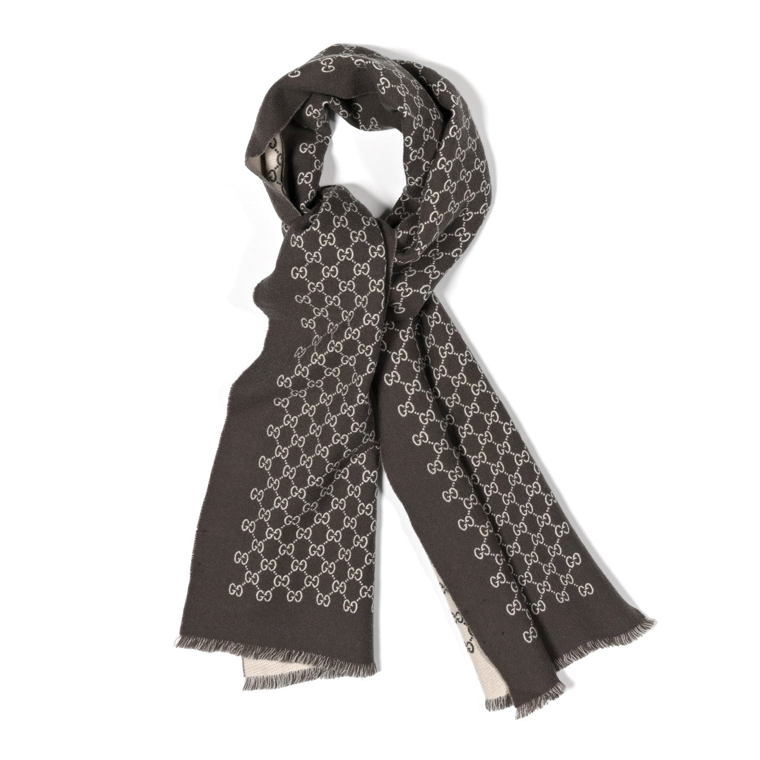 Gucci Wool GG Monogram Scarf Brown 1 of 6