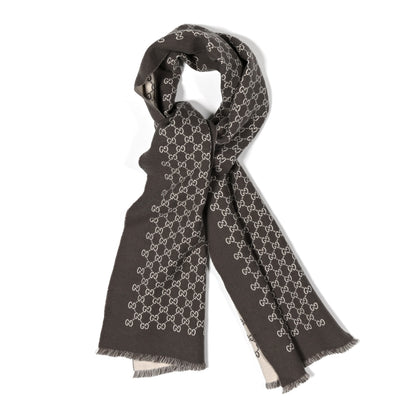 Gucci Wool GG Monogram Scarf Brown 1 of 6