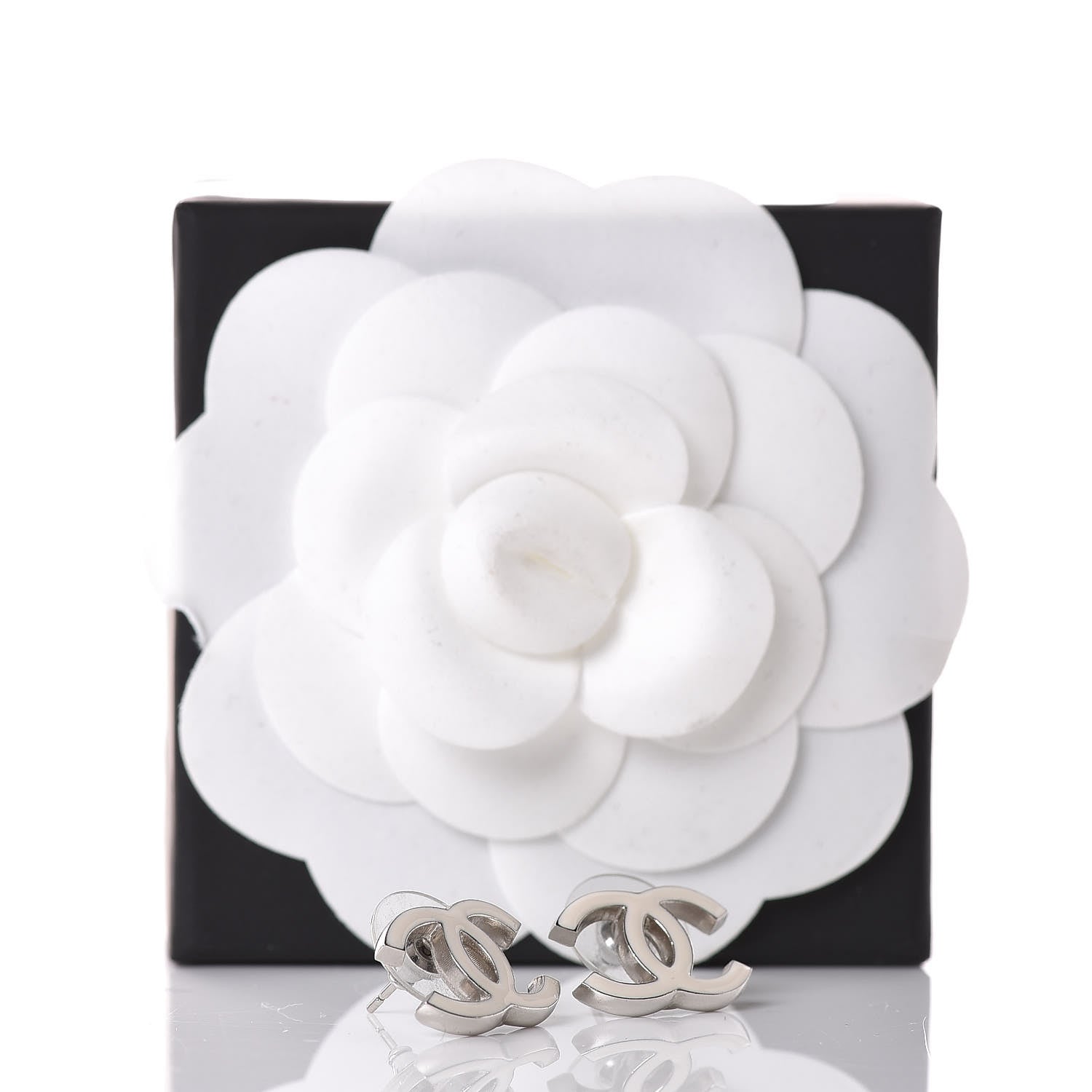 Chanel Enamel CC Earrings White 5 of 5