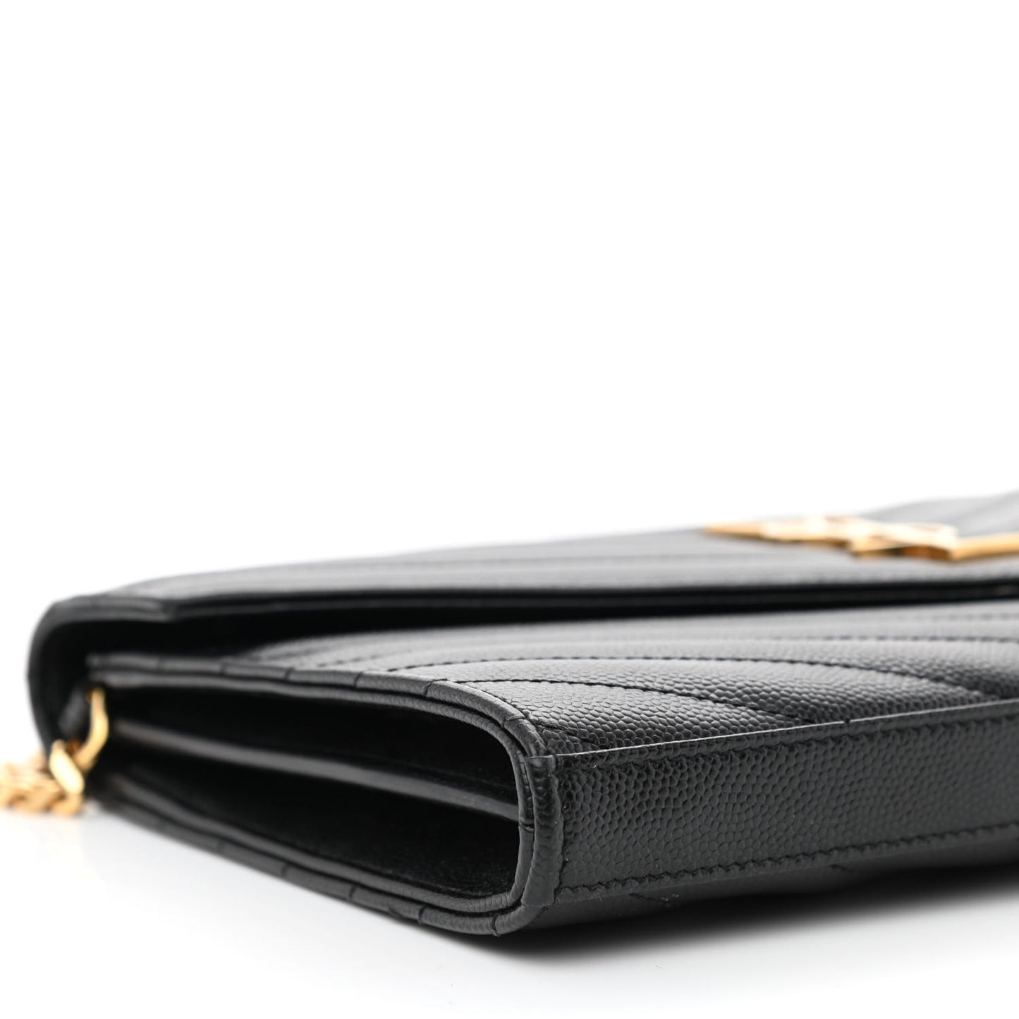 Grain De Poudre Matelasse Chevron Monogram Chain Wallet Black