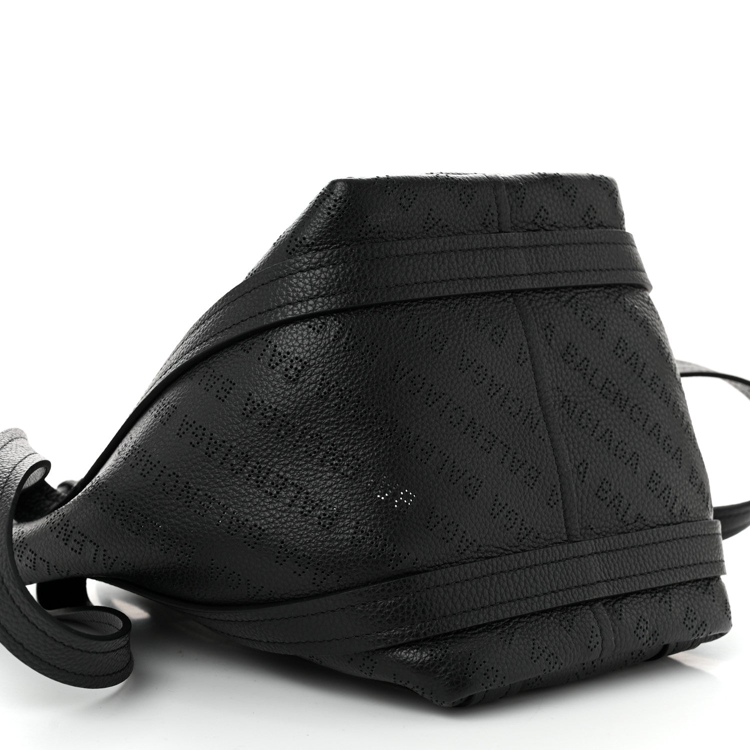Balenciaga Grained Calfskin Logo Perforated XS Everyday North South Shoulder Tote Bag Black 9 of 10