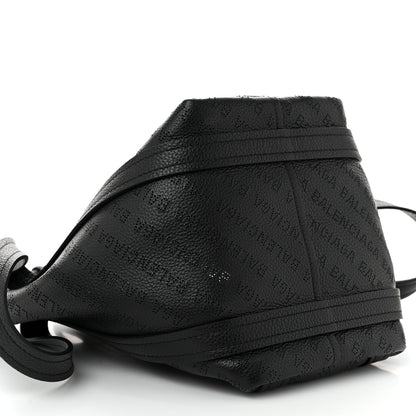 Balenciaga Grained Calfskin Logo Perforated XS Everyday North South Shoulder Tote Bag Black 9 of 10