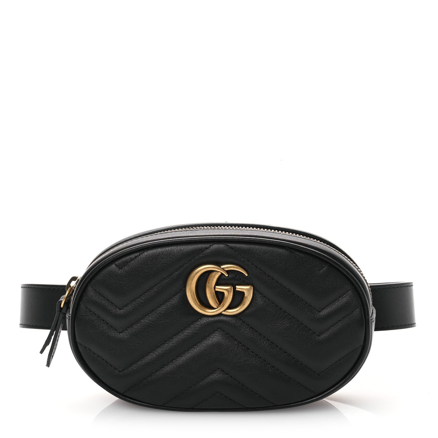 Gucci Calfskin Matelasse GG Marmont Belt Bag 85 34 Black 1 of 11