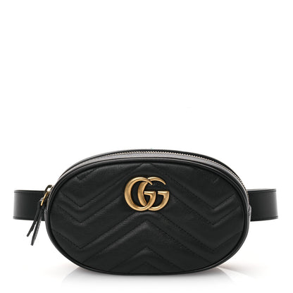 Gucci Calfskin Matelasse GG Marmont Belt Bag 85 34 Black 1 of 11