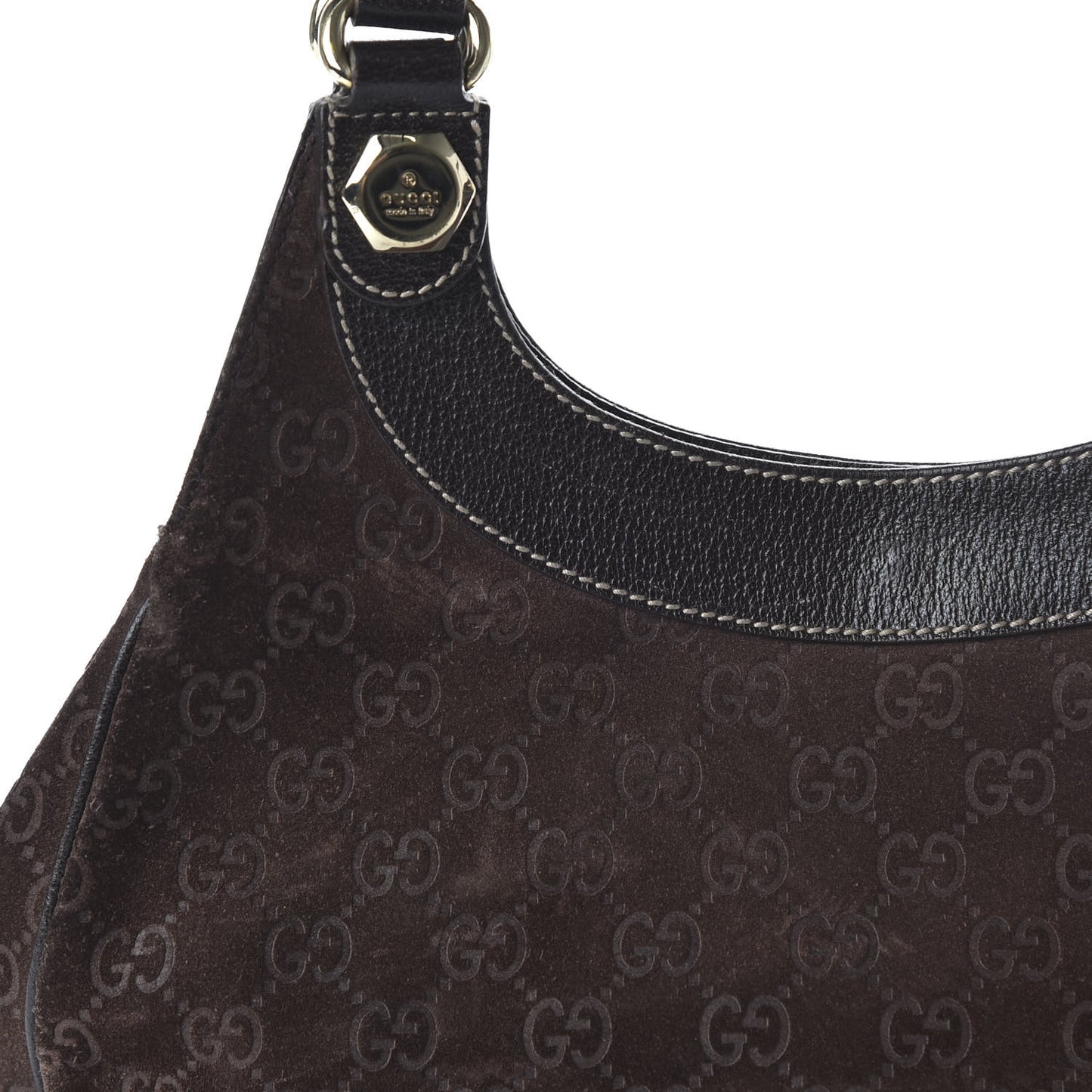 Monogram Suede Medium Charmy Shoulder Bag Dark Brown