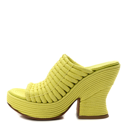 Bottega Veneta String Knit Slide Platform Wedge Sandals 37.5 Yellow 1 of 7