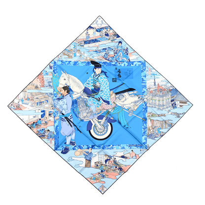 Hermes Silk Les Artisans D'Hermes Scarf 90 Bleu Lagon Ciel 1 of 4