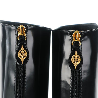 Chanel Glazed Calfskin Knee High Boots 38.5 Black 8 of 10