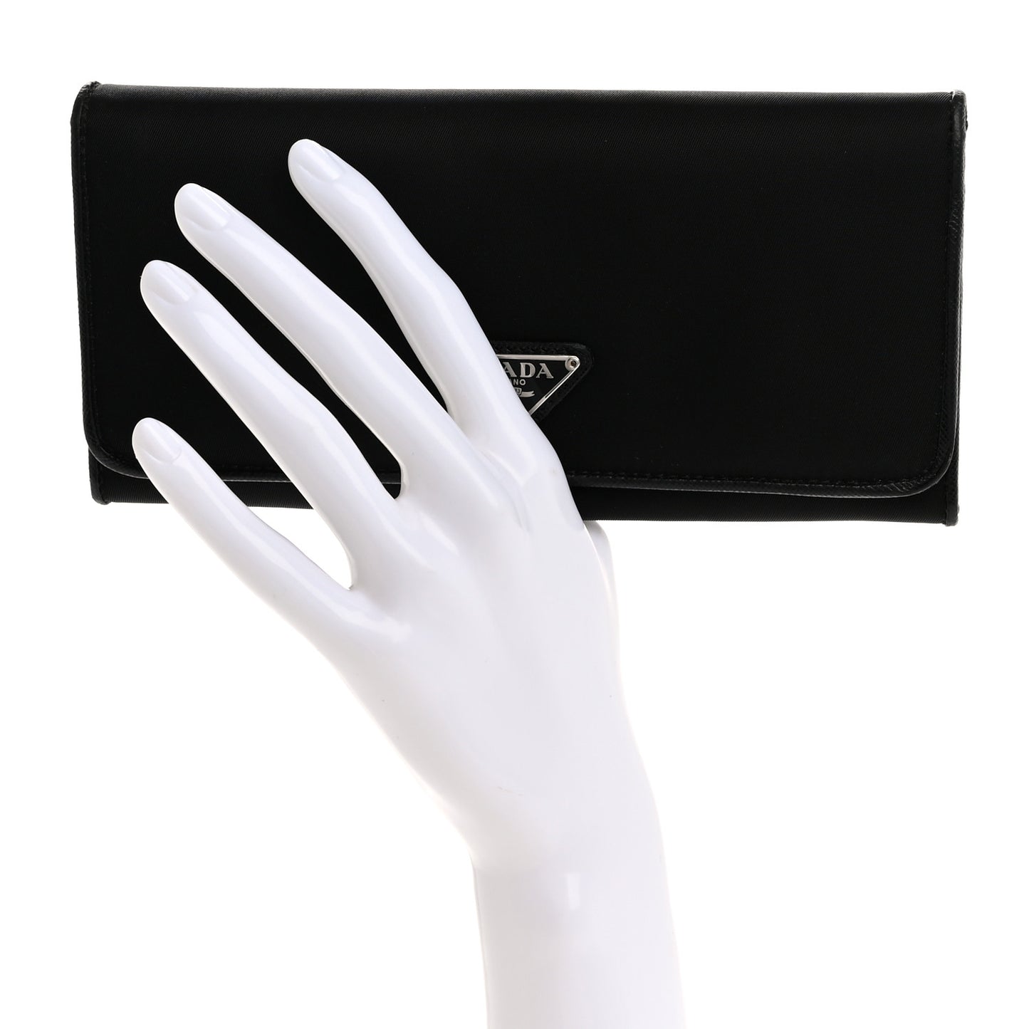 Tessuto Nylon Triangle Continental Flap Wallet Black