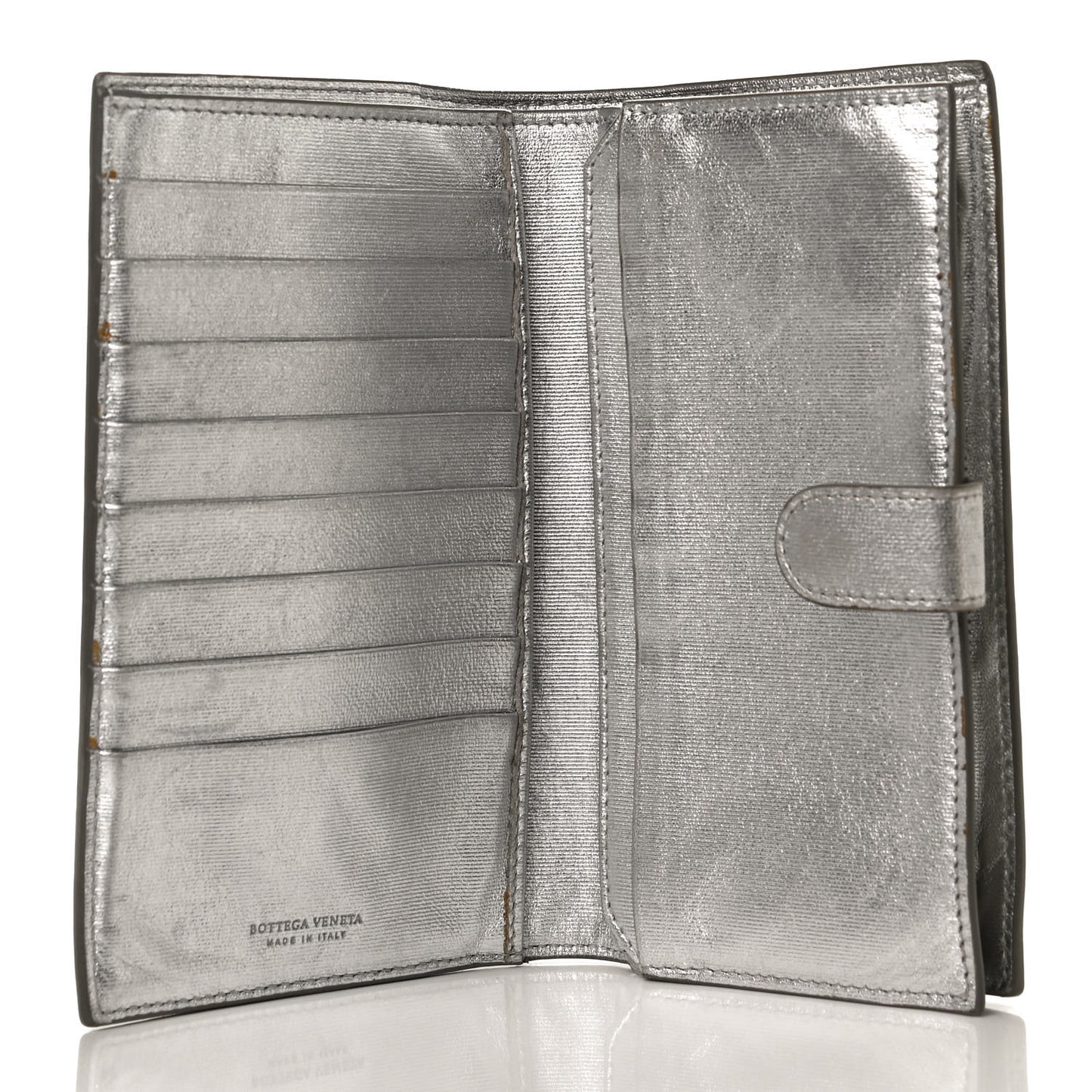 Metallic Grosgrain Intrecciato Continental Wallet Silver