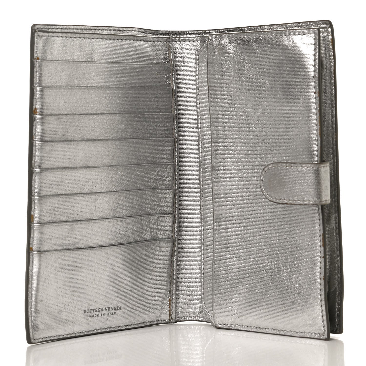 Bottega Veneta Metallic Grosgrain Intrecciato Continental Wallet Silver 5 of 12