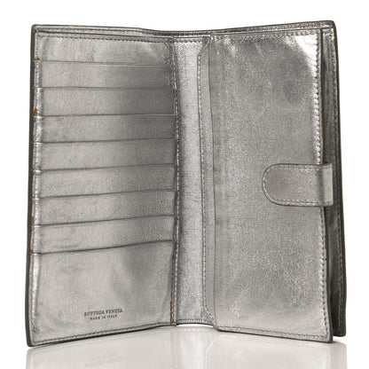 Bottega Veneta Metallic Grosgrain Intrecciato Continental Wallet Silver 5 of 12