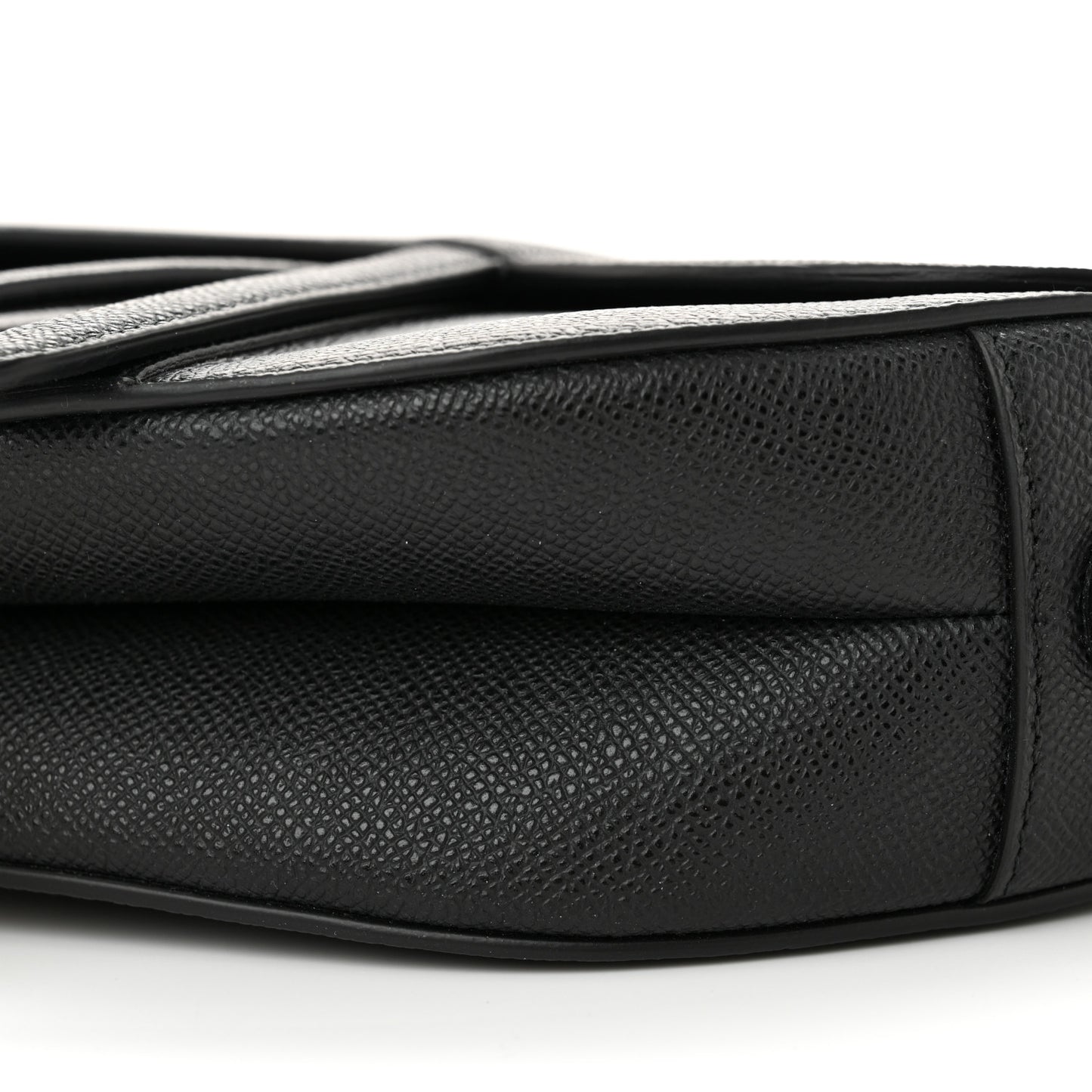 Grained Calfskin Saddle Bag With Strap Black