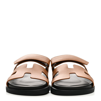 Hermes Calfskin Womens Chypre Sandals 37 Gold 3 of 10