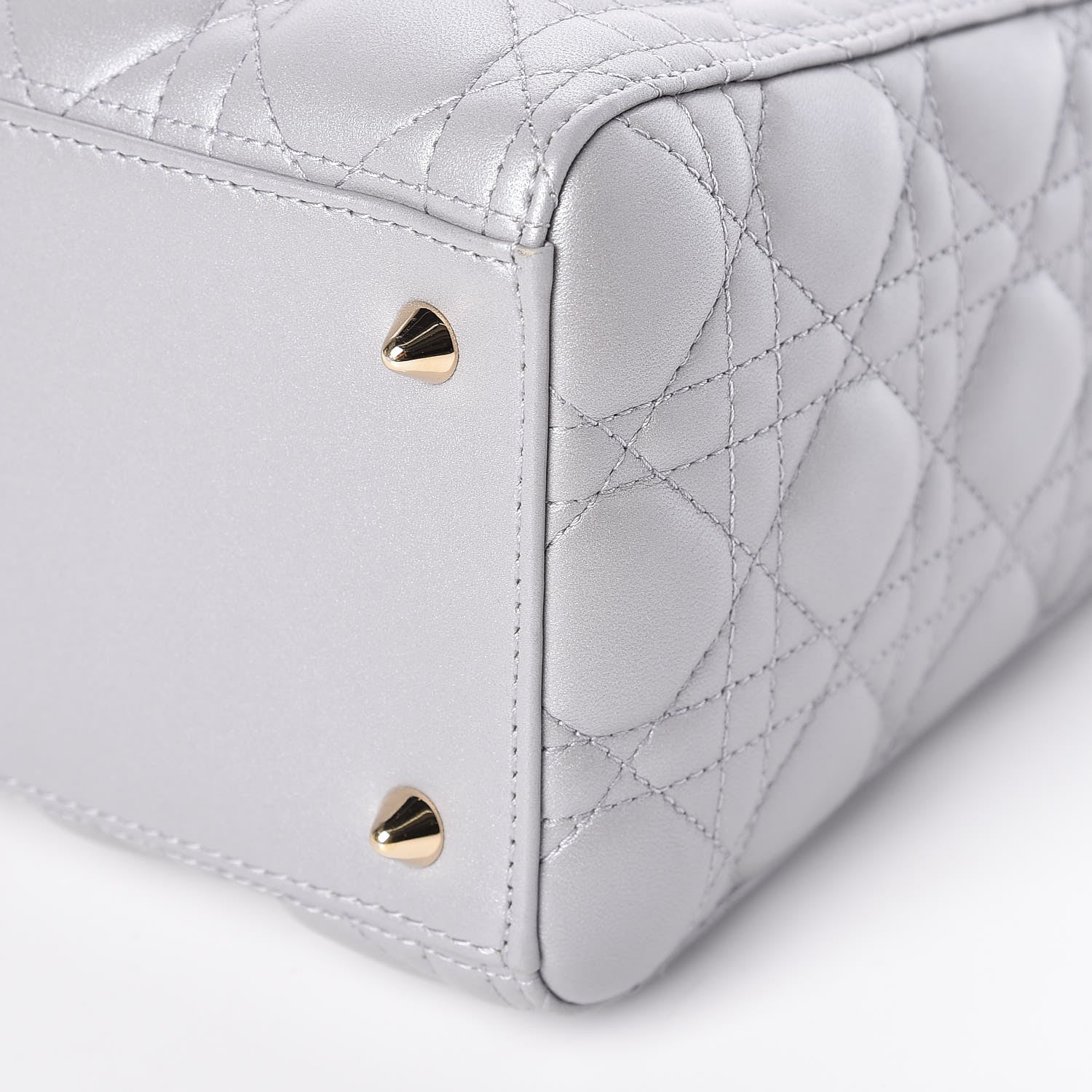 Christian Dior Pearly Lambskin Cannage Medium Lady Dior Grey 9 of 9