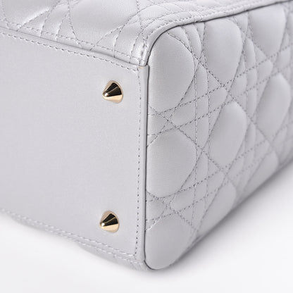 Christian Dior Pearly Lambskin Cannage Medium Lady Dior Grey 9 of 9