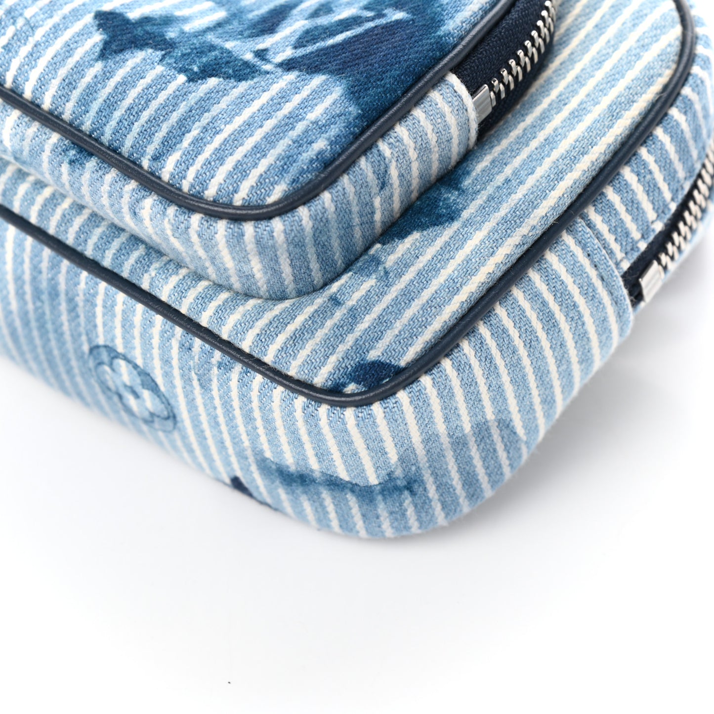 Hickory Stripes Denim Monogram Watercolor Outdoor Pouch Blue