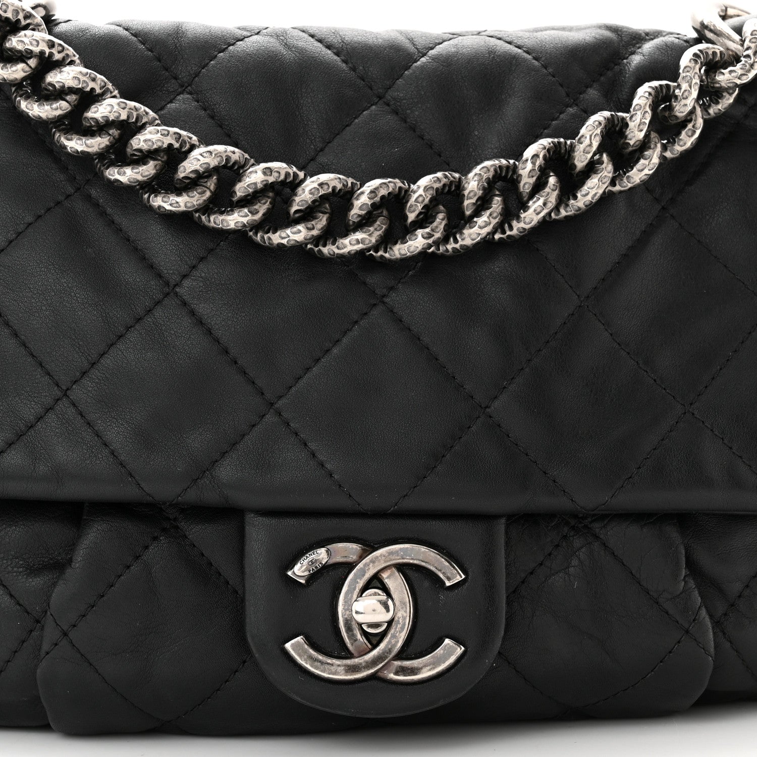 Chanel Calfskin Coco Pleats Messenger Flap Black 8 of 10