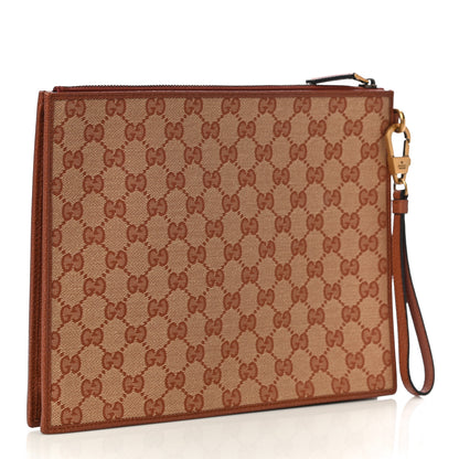 Gucci X MLB GG Monogram NY Yankees Zip Wristlet Pouch Beige Ruggine Ivory 4 of 11