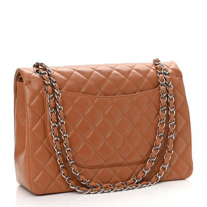 Chanel Caviar Quilted Maxi Double Flap Light Brown 2 of 9