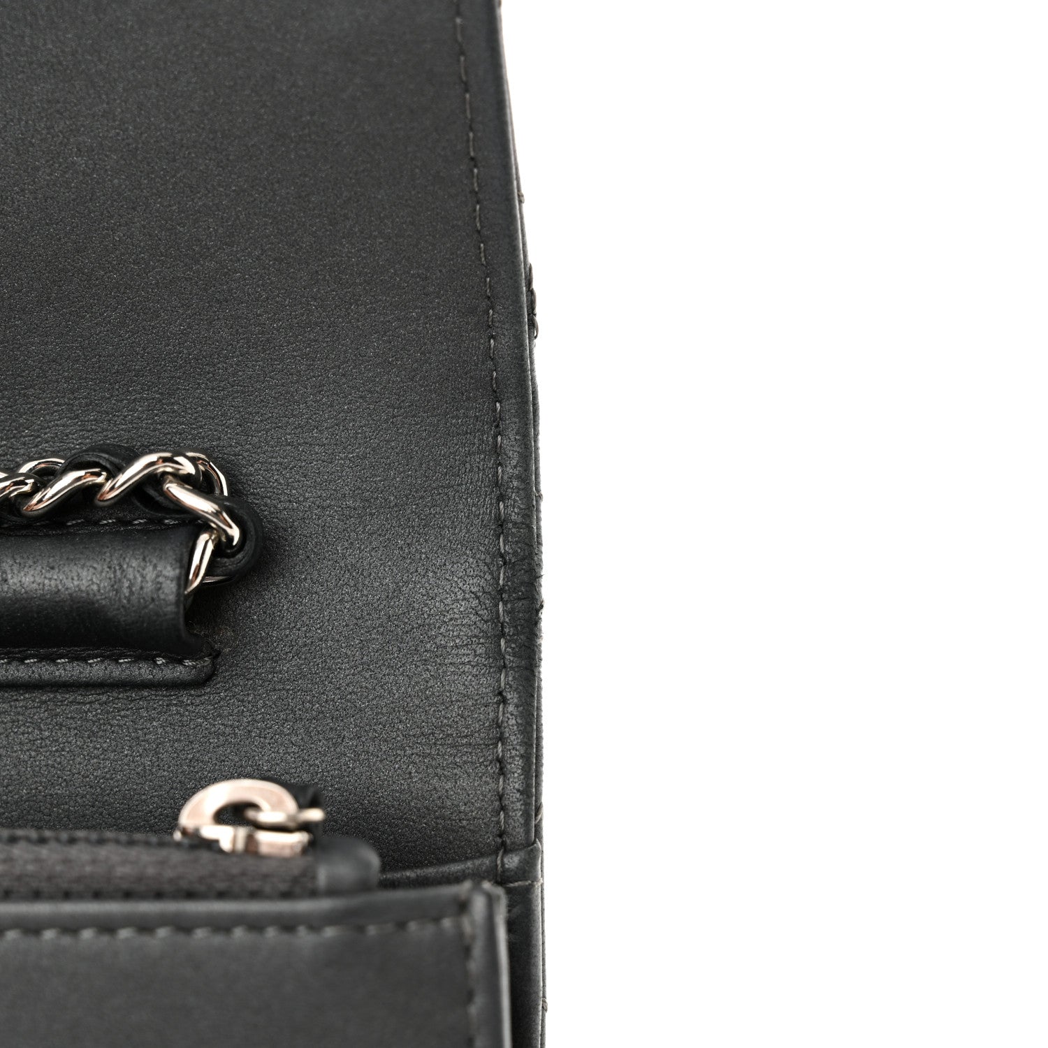 Chanel Lambskin Camellia Studded Wallet on Chain WOC Grey 15 of 18