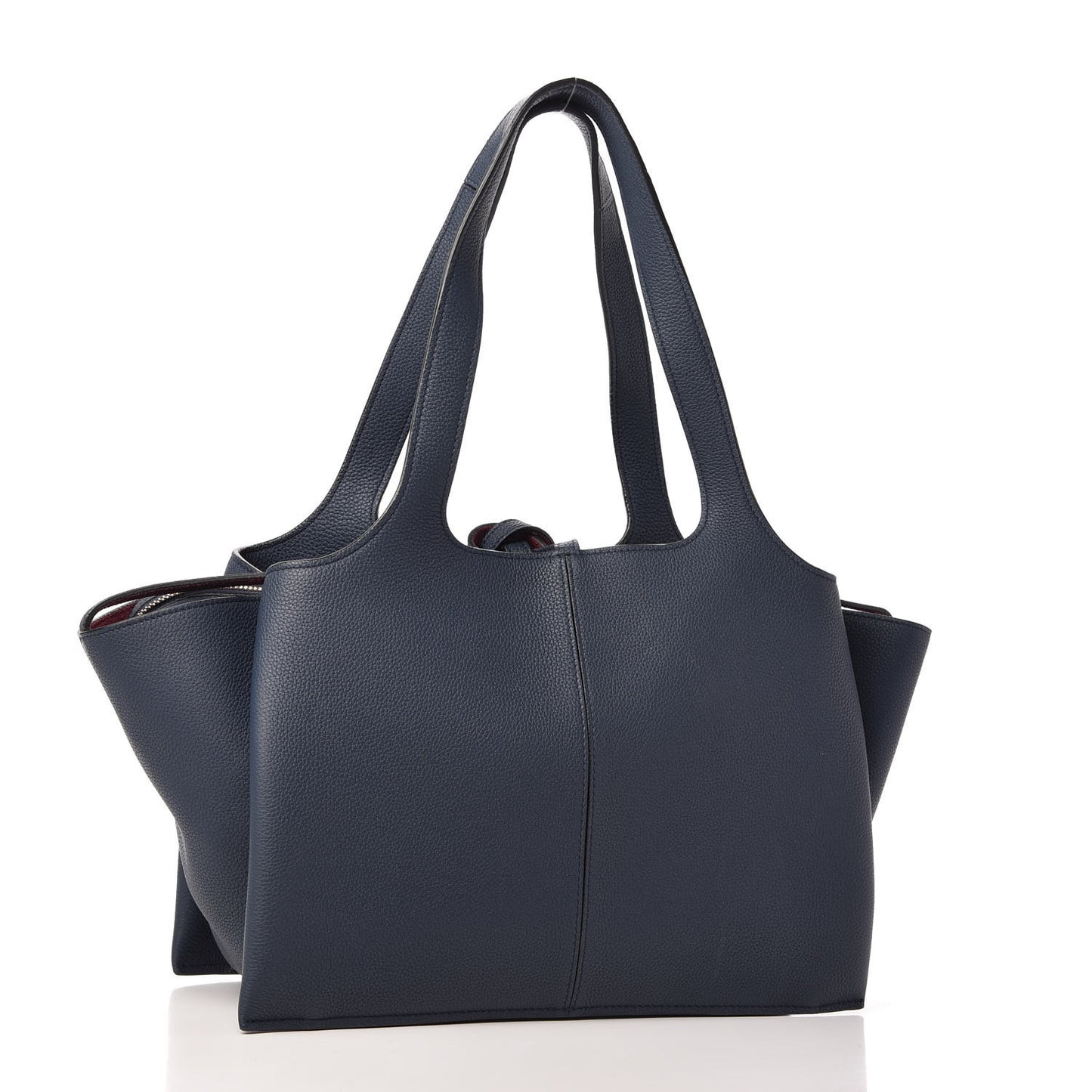 Baby Grained Calfskin Small Tri-Fold Bag Steel Blue