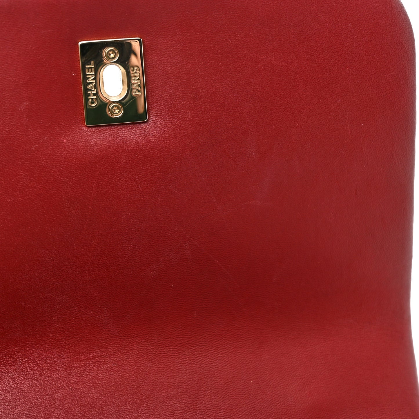 Lambskin Quilted Wood Mini Coco Handle Flap Red