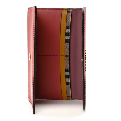 Burberry Soft Grain Calfskin Haymarket Flap Wallet Cinnammon Red Multicolor 5 of 7