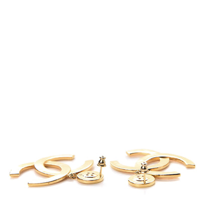 Chanel Metal Large Paris Button Earrings Gold 3 of 6