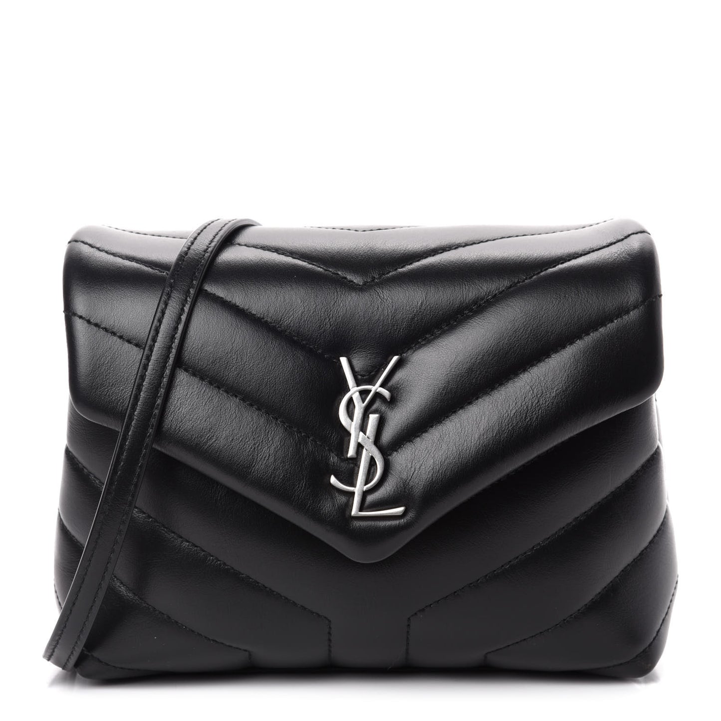 Calfskin Y Quilted Monogram Toy Loulou Crossbody Bag Black