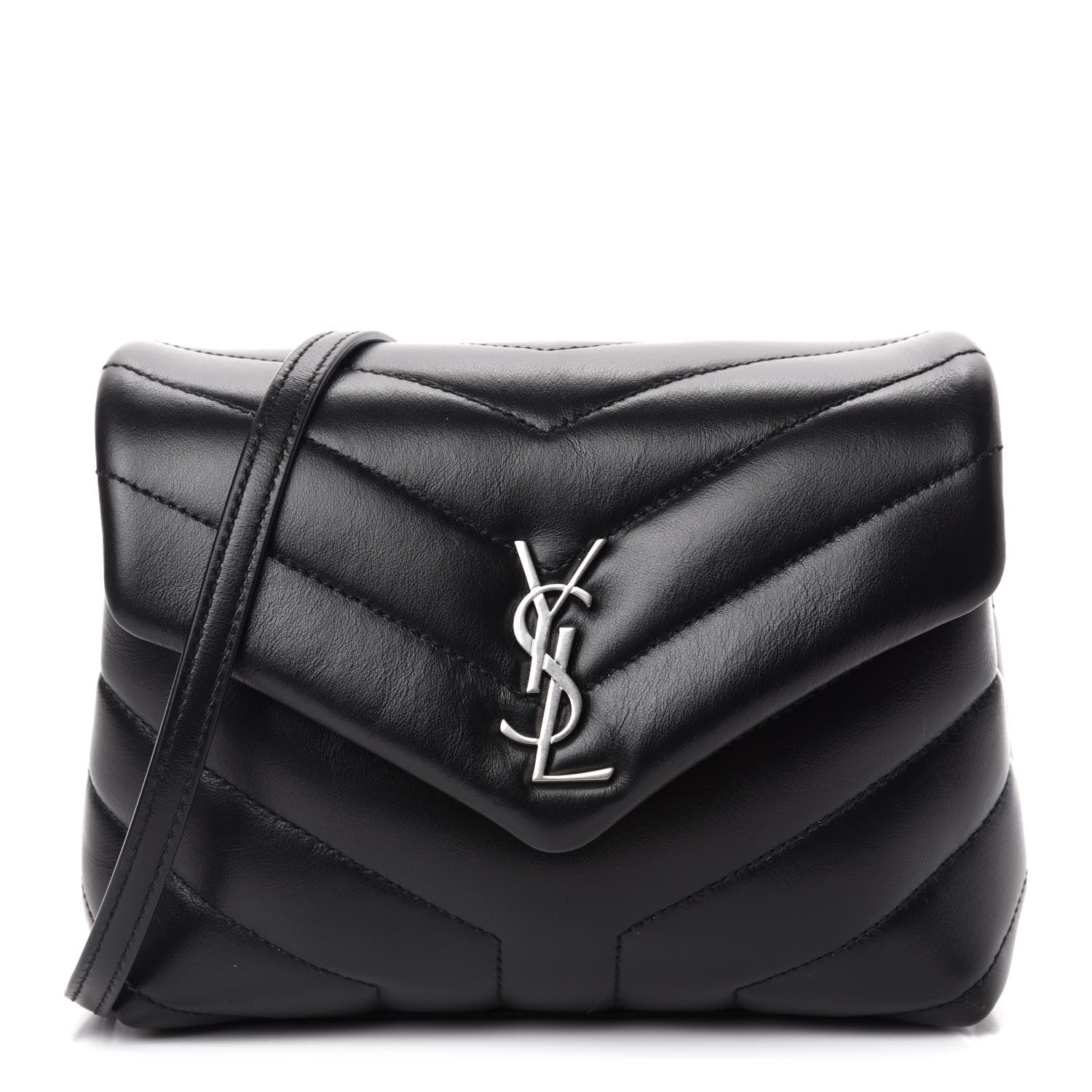Saint Laurent Calfskin Y Quilted Monogram Toy Loulou Crossbody Bag Black 1 of 11